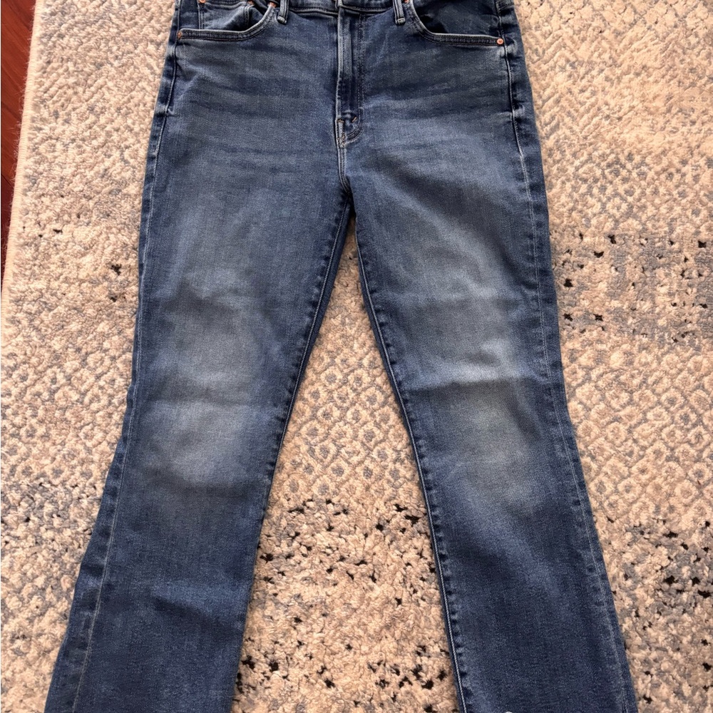 MOTHER Straight Leg Jeans in Blue Wash